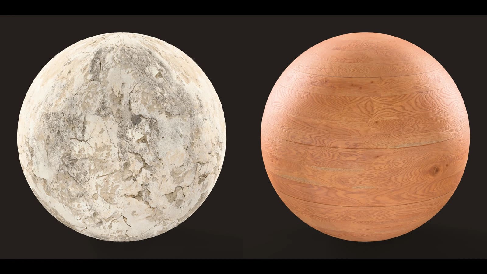 PBR textures in the shop: Cracked Concrete 01 and Oak Planks 01, tileable in 2K, 4K and 8K