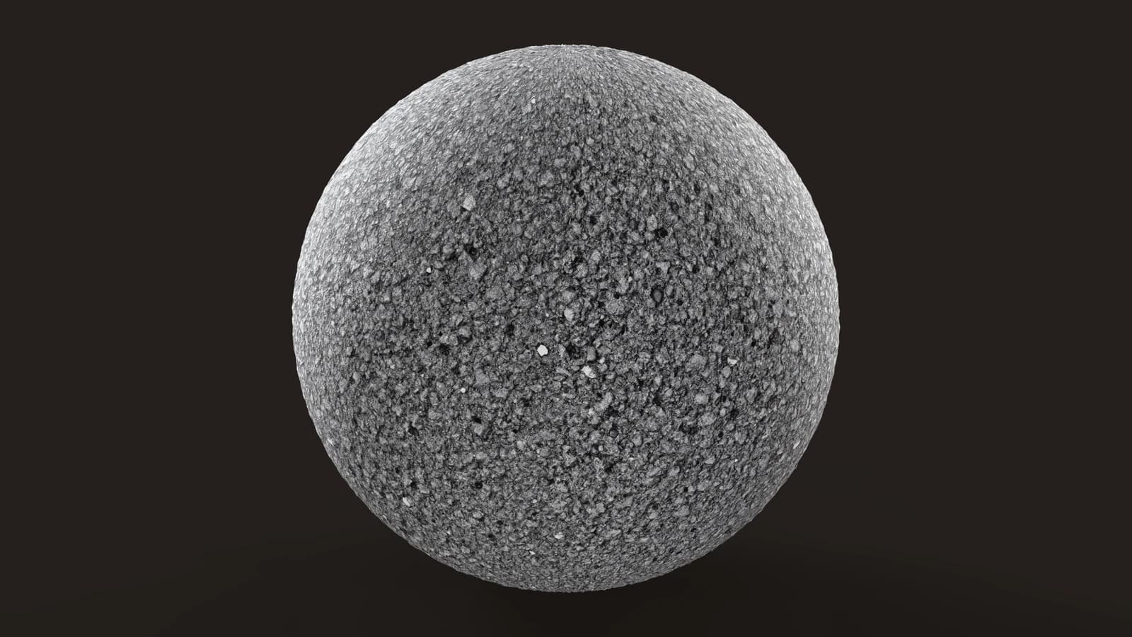 Asphalt 01: render of the texture on a sphere, dark stage
