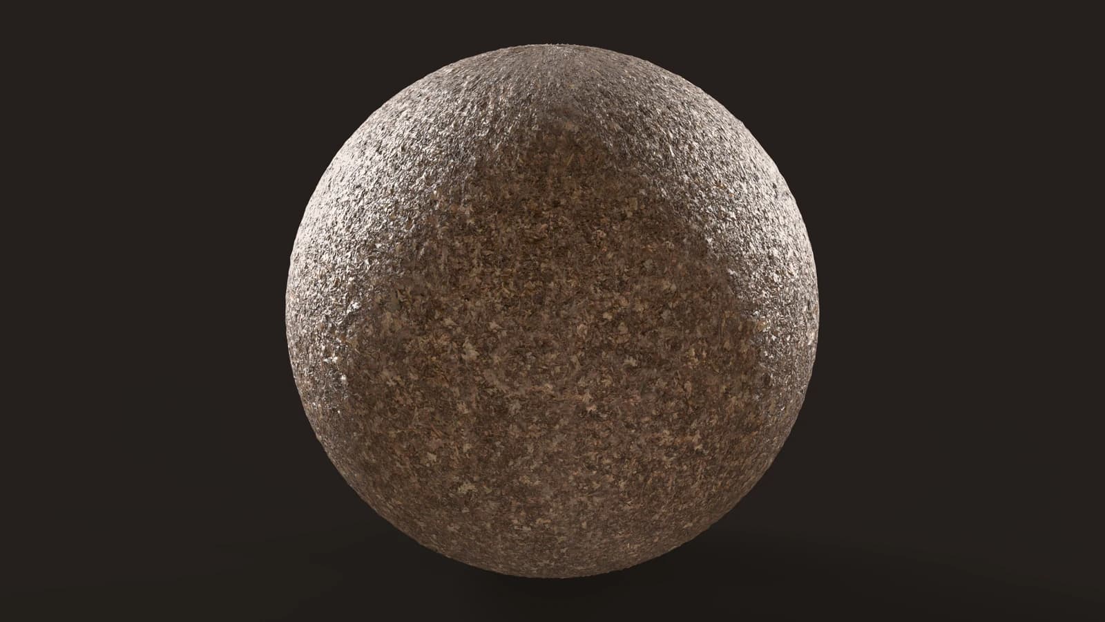 Leaf Mulch 01: Rendering der Textur auf einer Kugel, dunkle Bühne