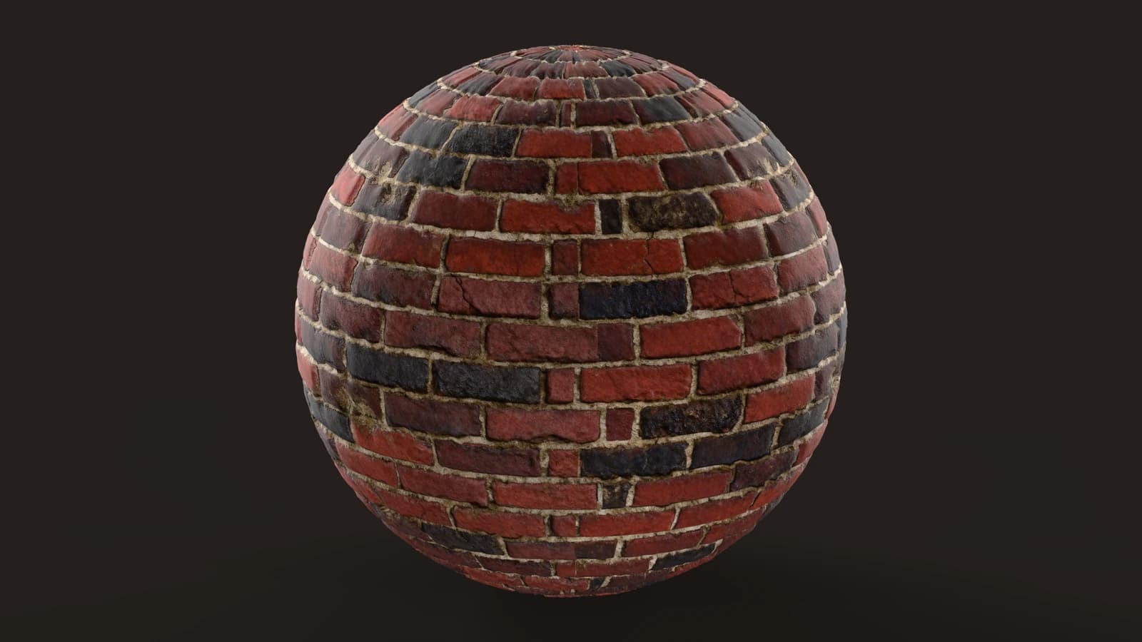 Red Brick 01: render of the texture on a sphere, dark stage