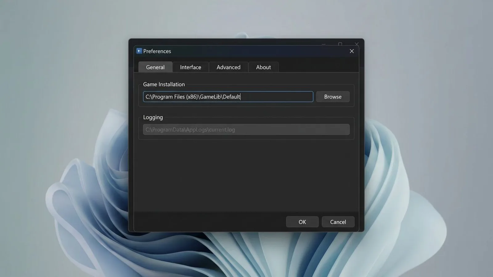 GIANTS Editor preferences dialog with the game installation path field