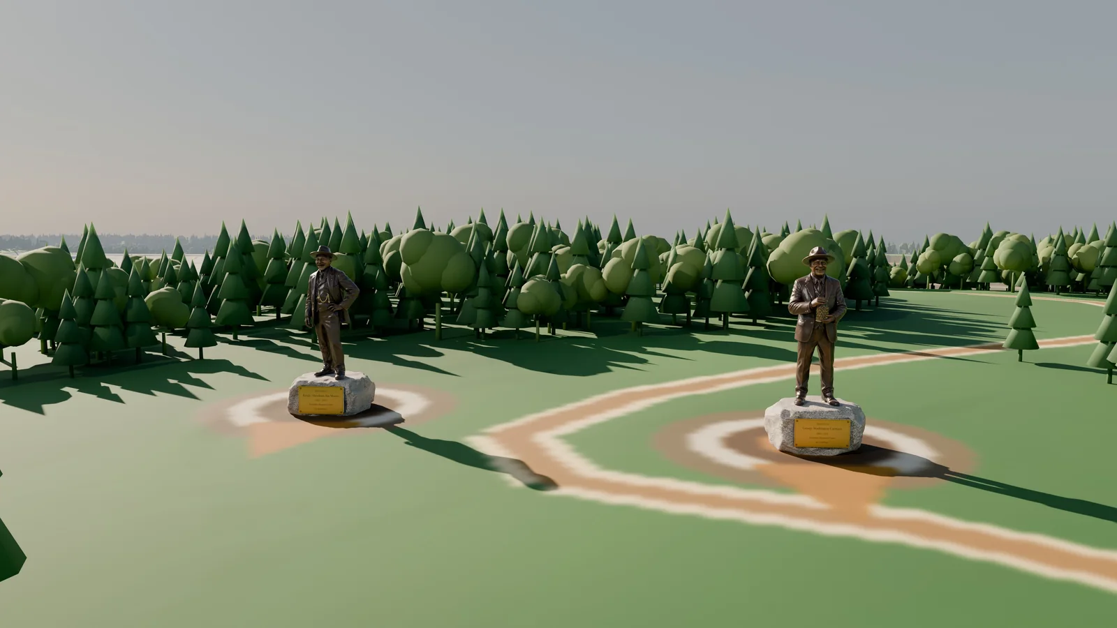 The Guardians of Pütt on the pass: Carmack and Skookum Jim, twenty metres tall